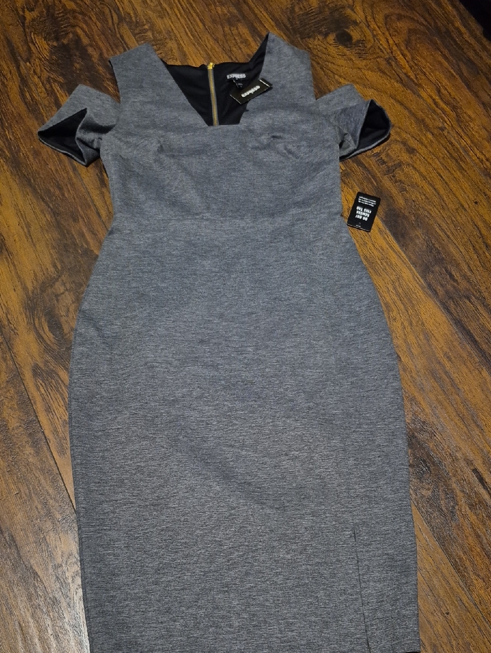 Express Gray Cold-Shoulder Bodycon Dress